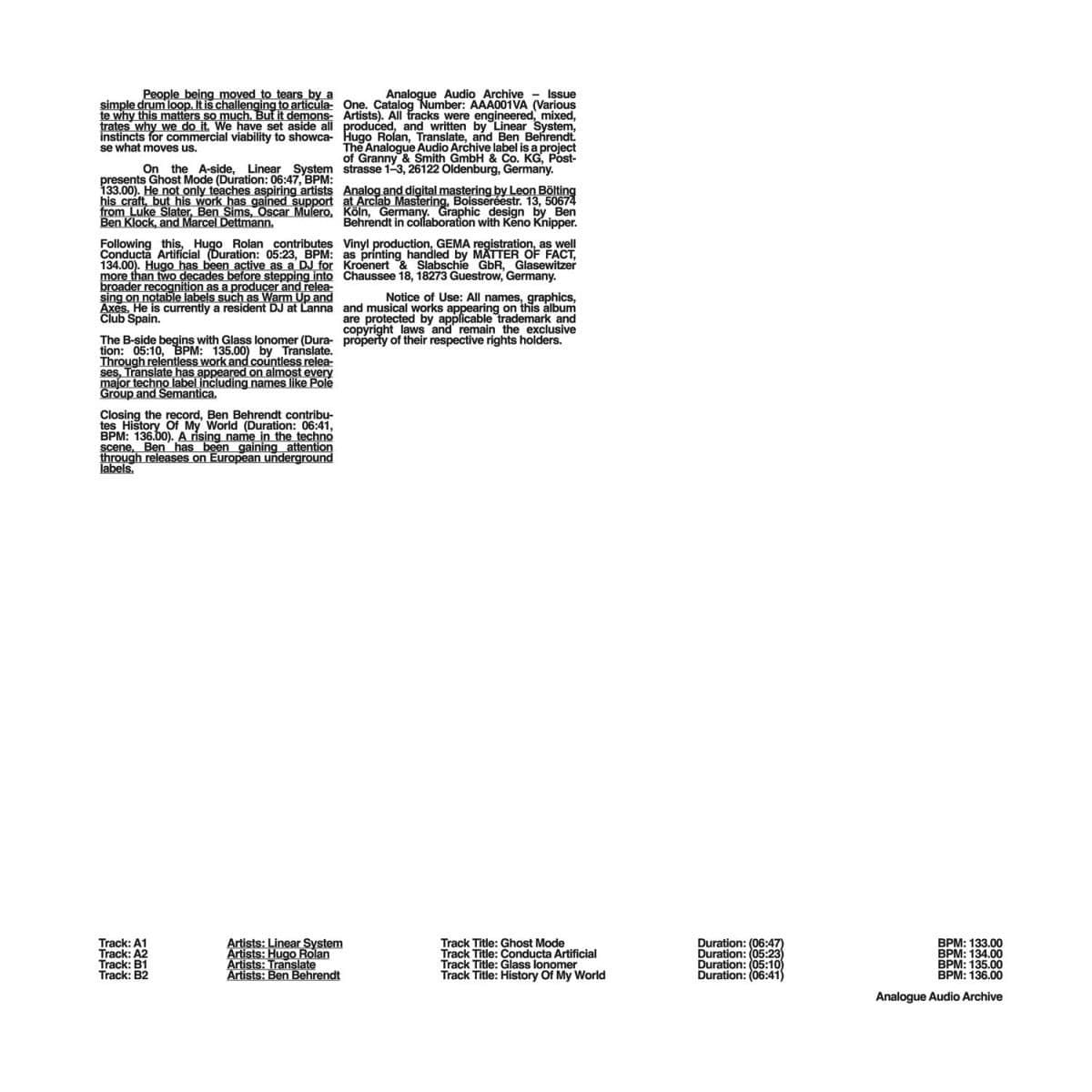 Analogue Audio Archive 001