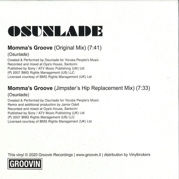 GR 1267 GROOVIN RECORDS Osunlade Mommas Groove Deep