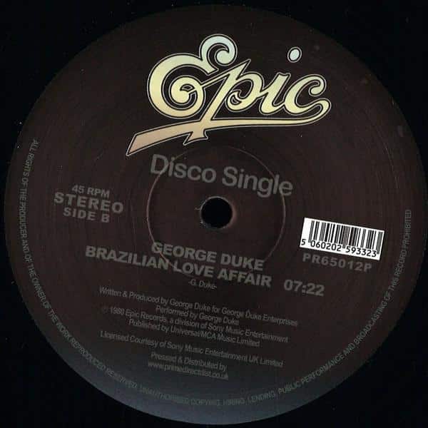 George Duke - Want You For Myself (tom Moulton Mix) / Brazilian Love Affair Epic Records Group PR65012P
