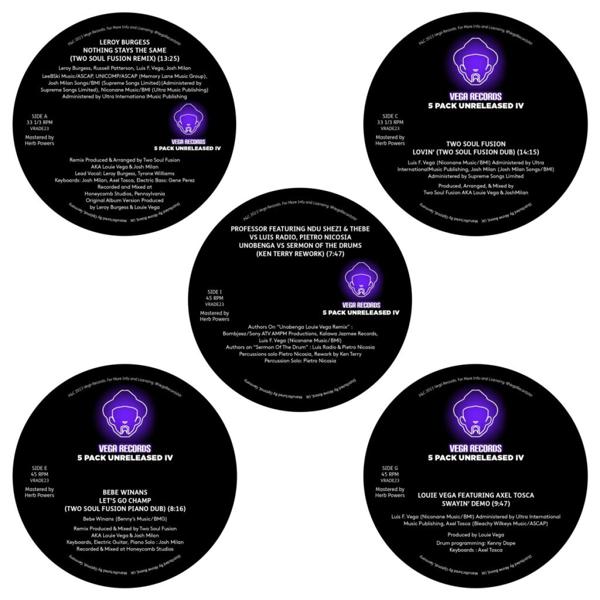 Louie Vega Various Artists - Vega Records 5 Pack Unreleased IV 5x12" Vega Records VRADE23